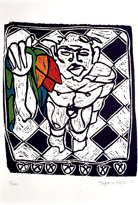 MAN WITH WILTED TULIP 1992

lino print/screen print
50-70 cm
